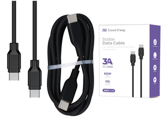 New Encore Energy USB-C 3A cable QC PD 60W for charging and data transfer 100 cm black EE40-CC
