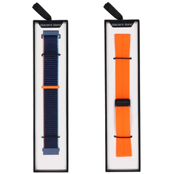 Набір з двох ремінців для смарт-годинника GlacierX Silicone Magnetic Buckle Яскравий помаранчевий + Grip Strap Nylon Океанічно-синій 22 мм