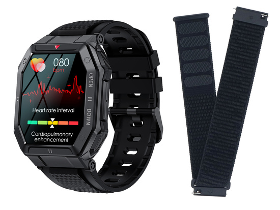 Nouvelle montre connectée GlacierX Trail Black + Bracelet pour montre connectée GlacierX Grip Strap Nylon Black 22mm