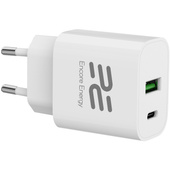 Нова мережна зарядка Encore Energy PD 3.0 Quick Charge 4.0 USB-A USB-C 20W адаптер MD-2083R + Кабель Encore Energy USB 2м