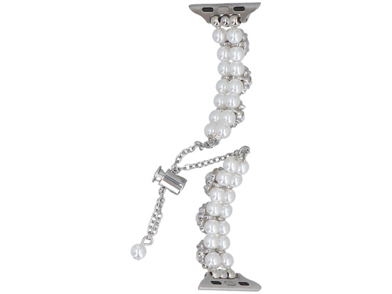 Nueva pulsera para smartwatch GlacierX Slider Clasp Blossom Charm Bracelet Pearl Gleam para Apple Watch 38/40/41mm Plata-perla