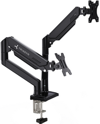 Nuovo Supporto da Scrivania Triadyn DuoFlexMount per Due Monitor TV 13-32" Ergonomico Regolabile Rotante TRD-BLK-2AL-13"-32"