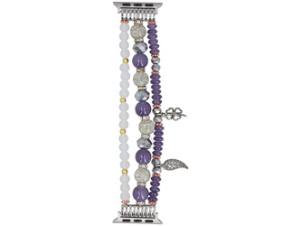 Nuovo braccialetto per smartwatch GlacierX Multi Strand Beaded Charm Bracelet Crystal Violet per Apple Watch 38/40/41mm Argento e viola