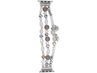 Nuovo bracciale per smartwatch GlacierX Multi Strand Beaded Charm Bracelet Crystal Grey per Apple Watch 38/40/41mm Argento-grigio