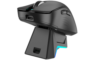 Nuovo Mouse Gaming Wireless Triadyn Play IO PixArt 3311 Stazione di Ricarica 12800 DPI per Giocatori Illuminazione LED HUANO Nera