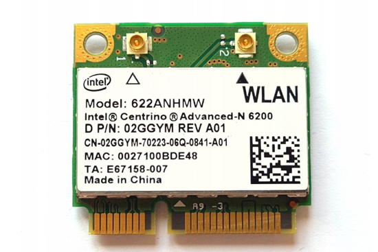 Tarjeta WiFi WLAN Intel 02GGYM 622ANHMW Dell MiniPCI-E