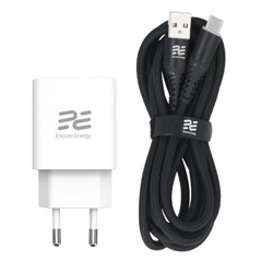 Нова мережна зарядка Encore Energy GaN QC PD USB-A 18W USB-C 25W MD-2583R + кабель USB-A USB-C 2м