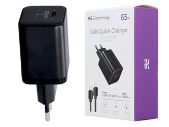Нова мережна зарядка GaN 65W USB-C QC PD + кабель USB-C 100 см Encore Energy MD-651mC