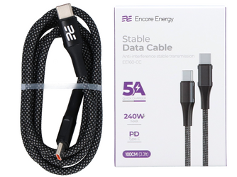Новий кабель Encore Energy USB-C x2 5A кабель QC PD 240W для заряджання та передачі даних 100 см плетений сірий EE160-CC