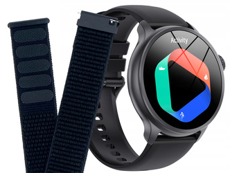 Новий смарт-годинник GlacierX Polaris Black + Ремінець для смарт-годинника GlacierX Grip Strap Nylon Black 22mm