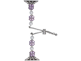 Нова браслет для смарт-годинника GlacierX Slider Clasp Clover Motif Bracelet Crystal Pink для Apple Watch 38/40/41mm Срібно-рожевий