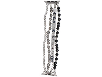 Нова браслет для смарт-годинника GlacierX Multi Strand Beaded Bracelet Onyx Shine для Apple Watch 38/40/41mm Срібно-чорний